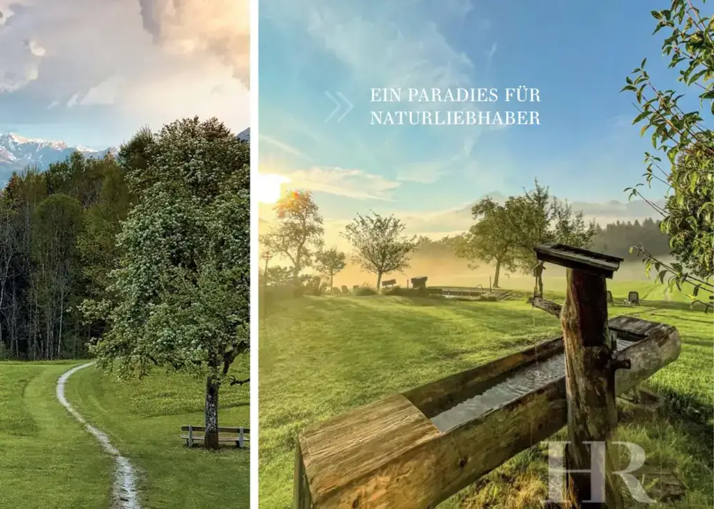 Hausprospekt Seite 7: Ein Paradies für Naturliebhaber – Barfußweg und Brunnen im Abendlicht
